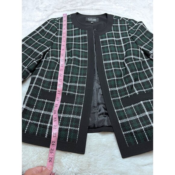Black Label By Evan-Picone Womens Plaid Open-Front Jacket Black/Green women size - Picture 5 of 6